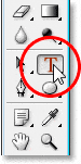 Efectos de texto de Adobe Photoshop: selección de la herramienta Texto en la paleta de herramientas de Photoshop