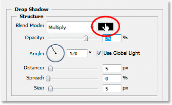 Efectos de texto de Adobe Photoshop: elegir un color para la sombra paralela