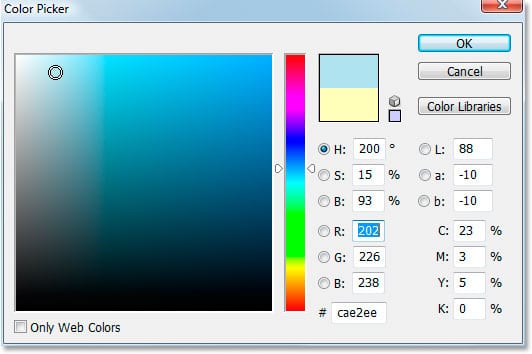 Efectos de texto de Adobe Photoshop: elegir un tono más claro del color del texto para usar en el Resplandor exterior.