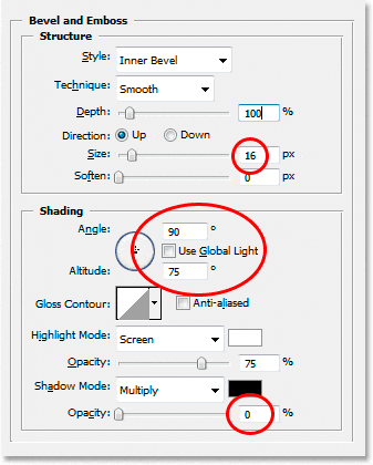 Efectos de texto de Adobe Photoshop: las opciones de bisel y relieve.
