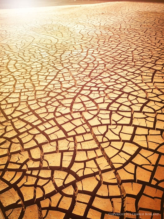 Impresionante fotografía de iphone de un suelo desértico agrietado