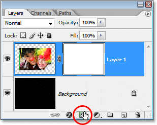 Imagen del tutorial de Adobe Photoshop: haga clic por segunda vez en el icono de "Máscara de capa".