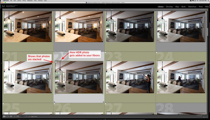 Se agregan nuevas fotos HDR a su biblioteca.  - cómo fusionar fotos