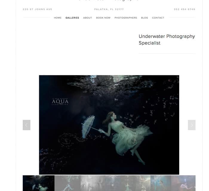 Una captura de pantalla de un sitio web de fotografía de sirenas