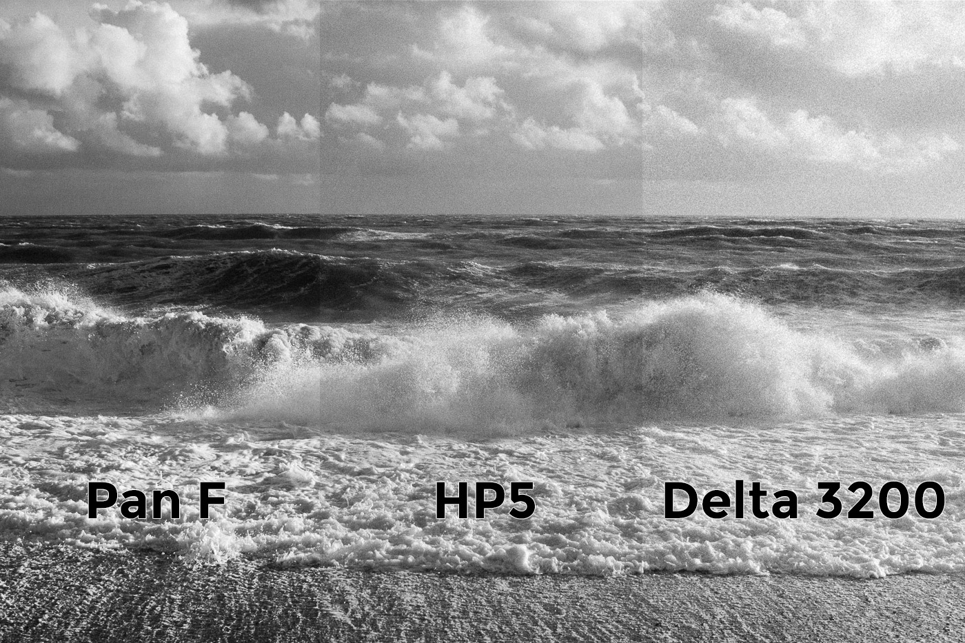 Comparación de Pan F HP5 Delta 3200