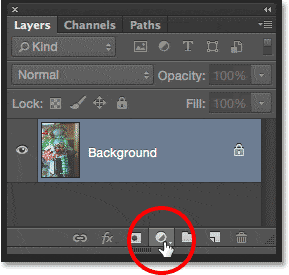 Haciendo clic en el icono Nueva capa de relleno o de ajuste en el panel Capas.