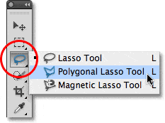 Seleccione la herramienta Lazo poligonal en el panel Herramientas.