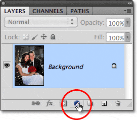 El icono Nueva capa de relleno o ajuste en el panel Capas en Photoshop.
