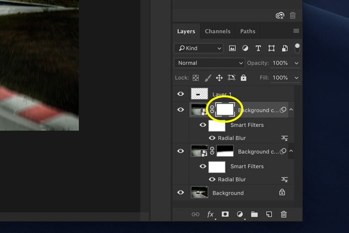 una captura de pantalla que muestra cómo agregar desenfoque de movimiento en Photoshop