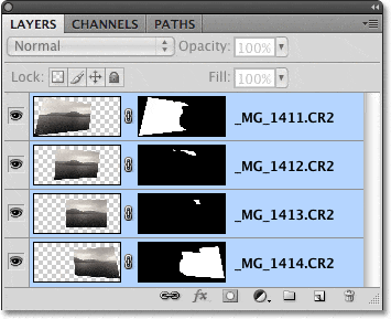 La paleta Capas en Photoshop CS4.