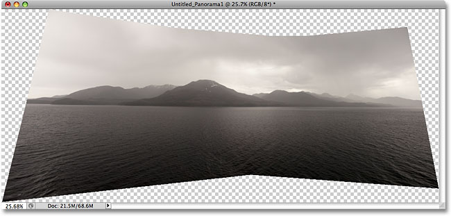 Una imagen panorámica perfecta creada con el comando Photomerge en Photoshop CS4.