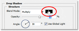 Al hacer clic en la muestra de color de Drop Shadow para elegir un nuevo color.