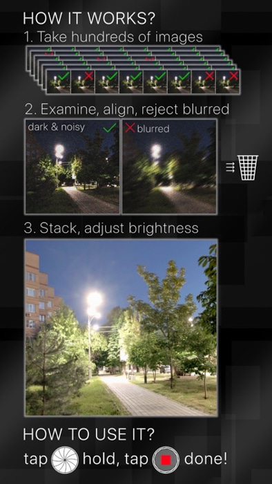 aplicación de cámara nocturna estabilizada para iphone