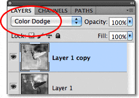 Modo de fusión Photoshop Color Dodge.
