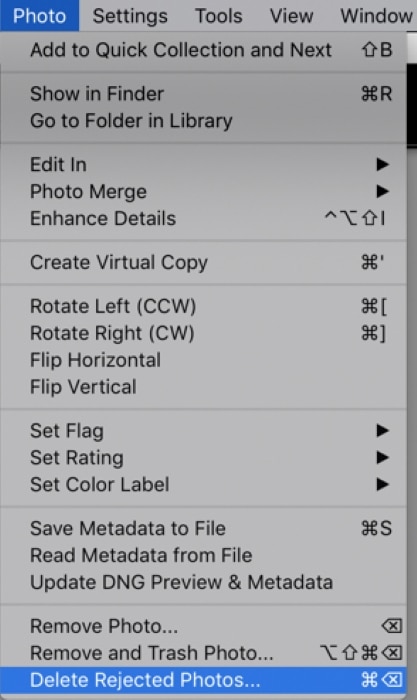 Captura de pantalla de la barra de herramientas de Lightroom