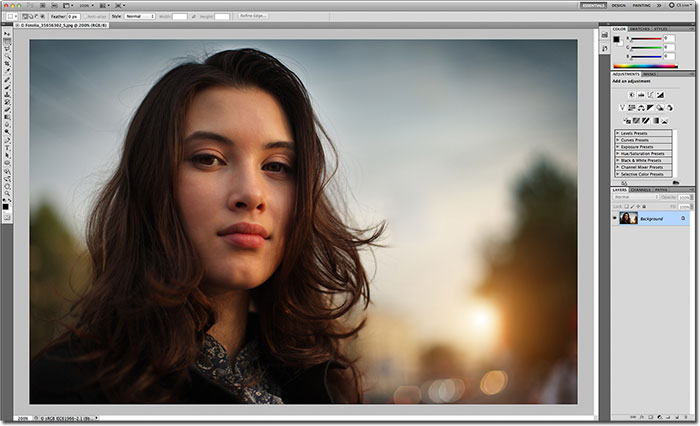 La interfaz más ligera de Photoshop CS5.