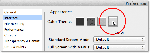 Las miniaturas del tema de color para Photoshop CS6.