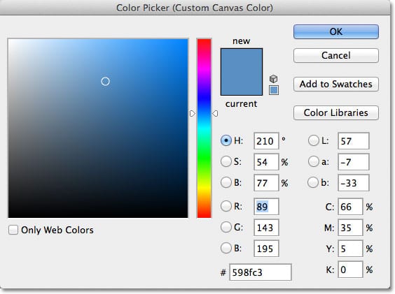El selector de color en Photoshop cS6.