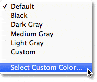 Elegir la opción Seleccionar color personalizado para la mesa de trabajo.