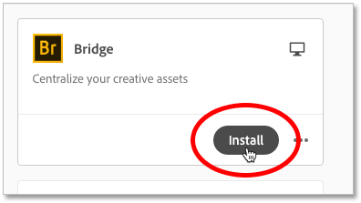 Instalación de Adobe Bridge desde la aplicación Creative Cloud
