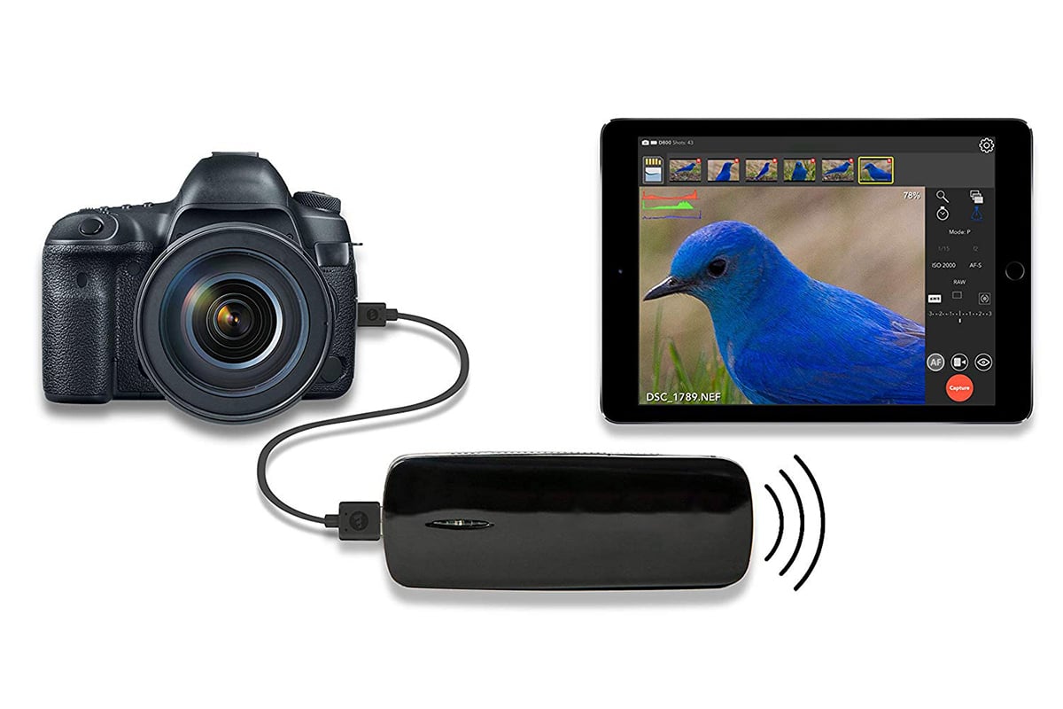 Foto ilustrativa del anclaje a red: una cámara, un equipo inalámbrico y una tableta