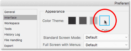 Elegir el más claro de los cuatro temas de color para la interfaz.