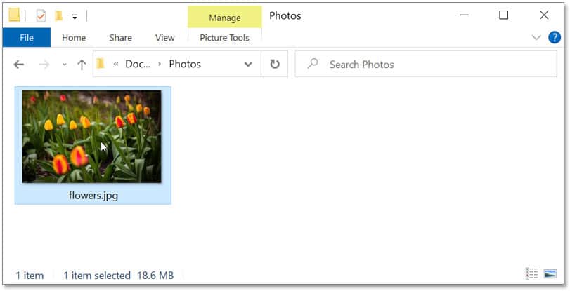 Haga clic con el botón derecho en la miniatura de la imagen JPEG en Windows