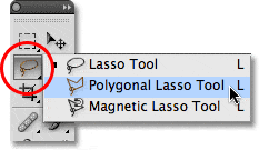 Las herramientas Lazo, Lazo poligonal y Lazo magnético en Photoshop.