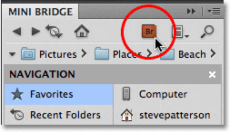 El icono de Adobe Bridge en Mini Bridge.