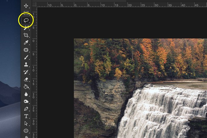 Cómo agregar efecto de cascada en Photoshop: haga una selección de la cascada