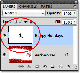 El icono de la miniatura de la capa Tipo cambia al icono Deformar texto.