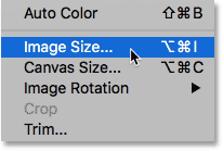 Seleccionar el tamaño de la imagen en el menú Imagen en Photoshop CC 2018