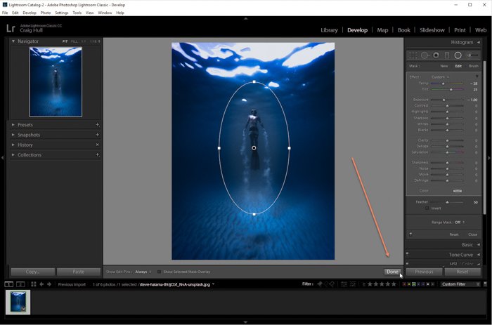 Una captura de pantalla de cómo agregar una viñeta a una imagen en Lightroom