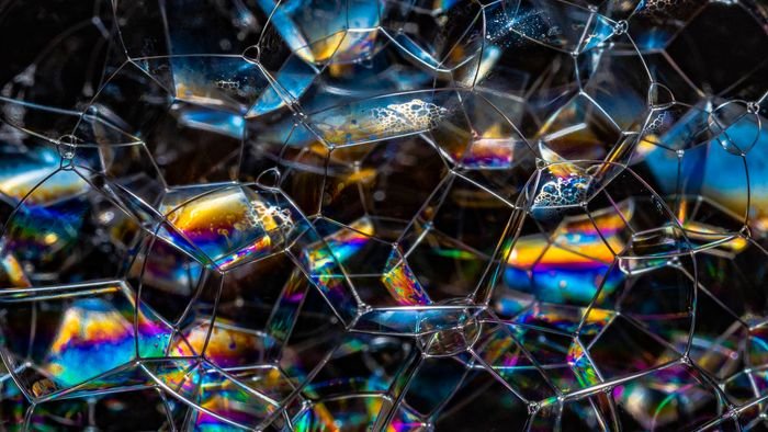Fotografía macro de burbujas unidas