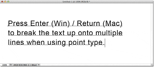 Agregue saltos de línea con tipo de punto para colocar el texto en varias líneas.