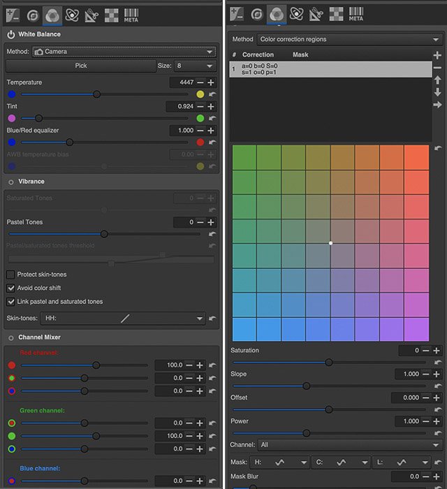 Captura de pantalla de la sección Color dentro de la pestaña Editor