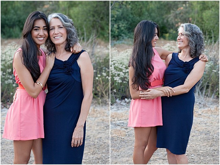 Dos fotos de madre e hija tomadas en un estilo romántico