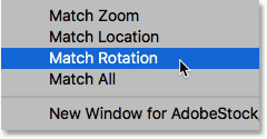 La opción Match Rotation en Photoshop