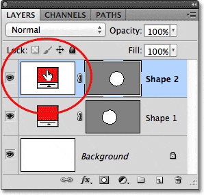 Haga doble clic en la muestra de color de la capa Forma en el panel Capas.