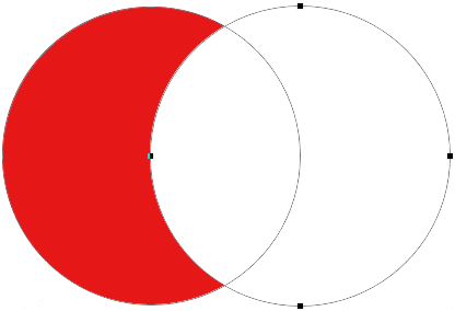 Las dos formas vectoriales con Restar del área de forma seleccionado.