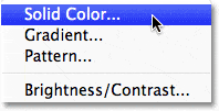 Elegir una capa de relleno de color sólido en Photoshop.