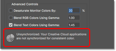Sus aplicaciones de Creatuve Cloud no están sincronizadas para obtener un color uniforme.