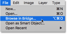 Abriendo Adobe Bridge desde Photoshop.