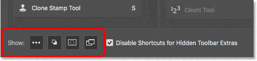 Las opciones adicionales de la barra de herramientas se pueden desactivar desde el cuadro de diálogo Personalizar barra de herramientas.
