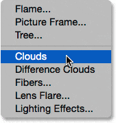 Elegir el filtro Nubes de procesamiento.
