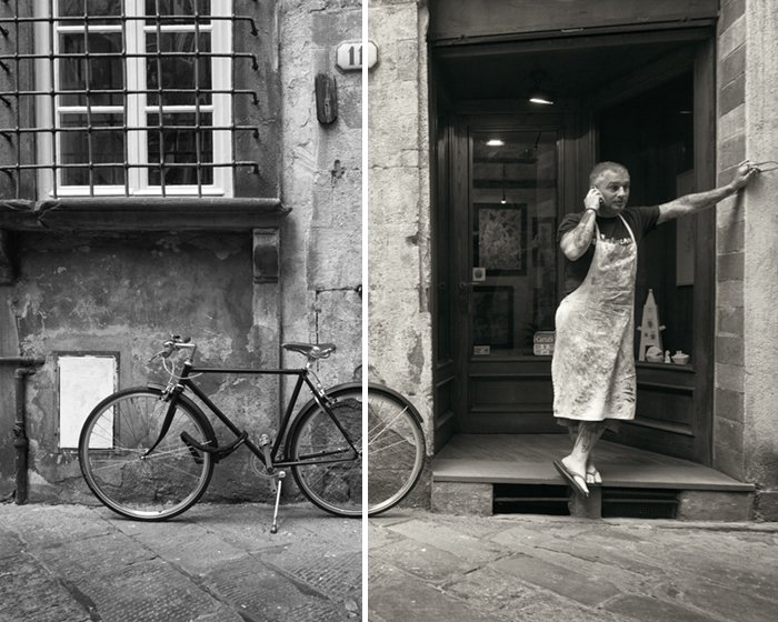 Hombre en bicicleta de calle italiana