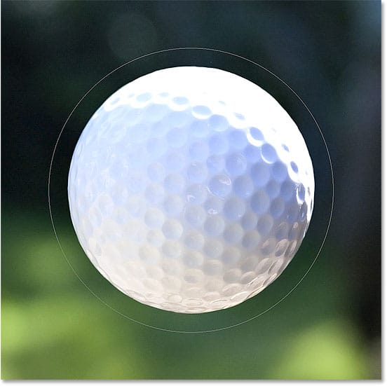 Dibujar un camino circular alrededor de una pelota de golf en Photoshop.
