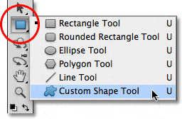 Seleccionar la herramienta de forma personalizada en el panel Herramientas en Photoshop.