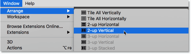 Elección del diseño vertical de 2 en 1 en Photoshop