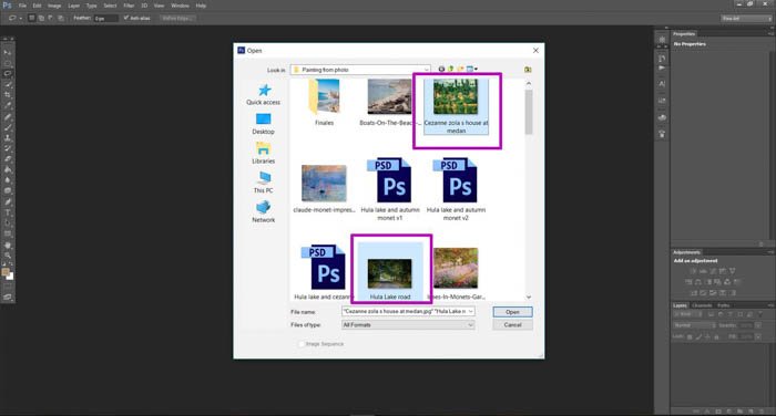 Una captura de pantalla que muestra cómo convertir una foto en una pintura con Photoshop - seleccionar imagen